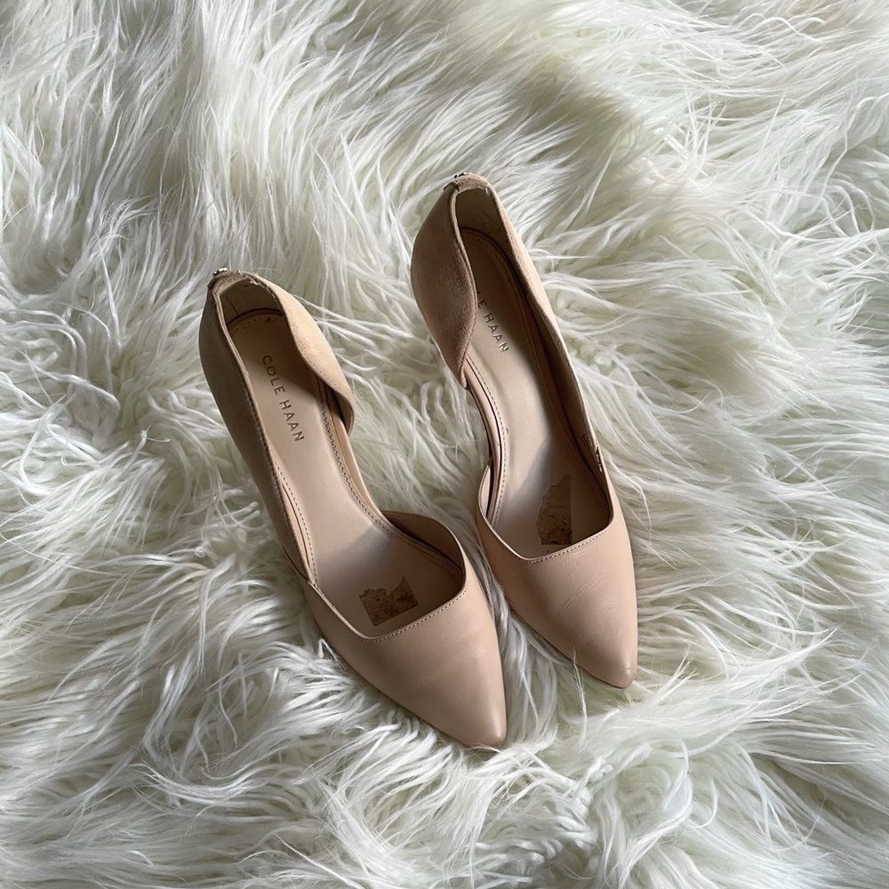 Cole Haan nude suede leather two tone heels 6B